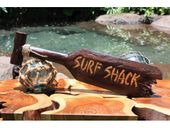 20" SURF SHACK Shark Bite Nautical Tiki Bar Paddle. Hawaiian Tiki Bar / Luau Sign, Maritime Theme Decor