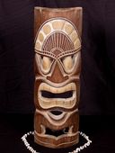 20" Tahitian Tiki Mask. Polynesian Carving. Tropical  Wall Decor.  (513350)