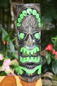 20" Jungle Green Polynesian Tiki Mask. Tropical  Wall Decor. Oceanic Art (514250)