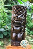 26" Hawaiian Ocean/Fishing Tiki Sculpture Hawaii - Stained-  Museum Polynesian Sculpture. Oceanic Art