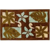 21"x 34" Hawaiian Brown Tiare Monstera Leaf Area Rug. Tropical Throw Carpet. Hawaiian Home Decor with Aloha.