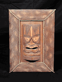 22" Primitive Tiki Mask with Frame. Hawaiian Tribal Masks. Tropical Wall Decor