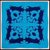 24" AQUA BLUE HONU ( Turtle)  Quilted Wall Hanging. Hawaiian Tropical Wall Decor. Hand Made Quilt