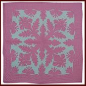 24" Hawaiian Quilted wall hanging. Classic Dusty Rose Hibiscus Design. Gifts with aloha...