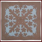 24" Hawaiian Quilted wall hanging. Classic MOCHA on OFF WHITE PLUMERIA Design. Gifts with aloha...