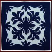 24" Hawaiian Quilted wall hanging. Classic NAVY BLUE PUAKINIKINI Design. Gifts with aloha...