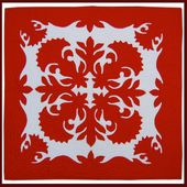 24" Hawaiian Quilted wall hanging. Classic RED LEHUA Design.  Gifts with aloha...