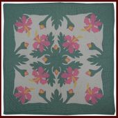 24" PINK HIBISCUS Quilted Wall Hanging. Hawaiian Tropical Wall Decor. Hand Made Quilt