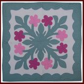 24" Pink PLUMERIA Quilted Wall Hanging. Hawaiian Tropical Wall Decor. Hand Made Quilt