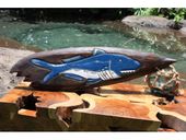 24" SHARK BITE FISH Surfboard Sign. Nautical Hawaiian Luau Sign