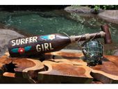 24" Vintage Style SURFER GIRL TIKI BAR Paddle Sign. Nautical Hawaiian Luau Sign