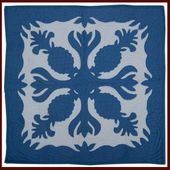 24" Wedgewood Blue PINEAPPLE Quilted Wall Hanging. Hawaiian Tropical Wall Decor. Hand Made Quilt