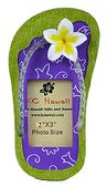 2x3 Hawaiian slipper Photo Frame with tropical plumeria flower. Hawaiiana Picture Frame