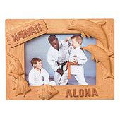 3.5x5 Hawaiian Keepsake Carved Wood Photo Frame. Sea Life Picture Frame.  A Hawaiian Gift with much Aloha!