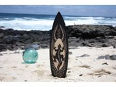 30" Wooden Surfboard w/ Gecko.   Hawaii Surf Decor.  Gifts with Aloha...