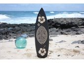 30" Wooden Surfboard w/ Turtle & Hibiscus Surf Decor