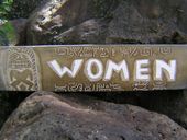31" WOMEN Petroglyph Art Tiki Restaurant Rest Room Sign. Carved Wood Bathroom Sign. 