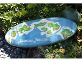 32" HAWAIIAN ISLANDS CHAIN Surf Board Sign. Tropical Surfing Decor.  Hawaiian Gifts with  Aloha....