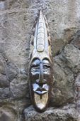 36" Large SUPREME CHIEF Tiki Mask with Shell Inlay. Abstract Wall Decor