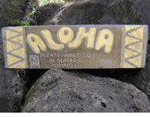39" ALOHA  "Please wait to be seated"  Restaurant Sign. Wooden Plaque.  Hawaiian Welcome Sign