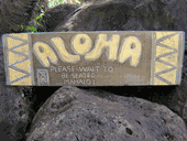 39" ALOHA  "Please wait to be seated"  Restaurant Sign. Wooden Plaque.  Hawaiian Welcome Sign