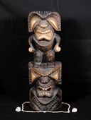 39" Hawaiian STACKED TIKI KU & KANE  - TIKI BAR DECOR . Tropical Wall Decor. South Seas Wood Carving (20T0811)