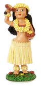 4" Hawaiian Hula  Girl with uliuli. Classic Dashboard Doll. Hawaiian dashboard bobble head nodder. Collectible Hawaiian Dasboard shaker.