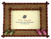 4 x 6 Vintage Hawaiian Photo  Picture Frame with slippers.   Island Inspired Tropical Gift with Aloha