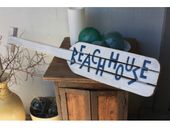 40" BEACH HOUSE SIGN-  Painted Wood Slats Oar / Paddle  - Nautical / Coastal Decor
