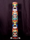 60" ( 5ft tall!) FOUR HEADED Tiki Mask. Hawaiian Sculpture. Hand Carved and Painted Wood Totem. Oceanic Art
