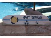 40" HAPPY BIRTHDAY Roxy Tiki Surfboard Sign with Built-in Photo Frame. Island Style Beach Decor. Gifts with Aloha...