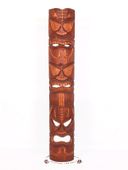 40" Hawaiian Tiki Mask. Hand Carved Wood Totem Pole, Hand Sculptured Carving