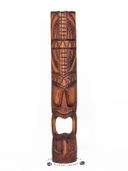40" Hawaiian Tiki Mask. Polynesian Wood Totem Pole, Hand Sculptured Carving