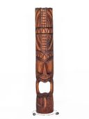 40" Hawaiian Tiki Mask. Polynesian Wood Totem Pole, Hand Sculptured Carving