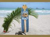 40" LAGUNA BEACH Roxy Tiki Surfboard Sign. Island Style Beach Decor
