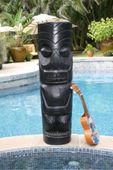 40" LARGE Black Easter Island  Hawaiian Carved Tiki Statue. Hand Carved Wood Carving. Polynesian Tiki Sculpture. Modern Tiki