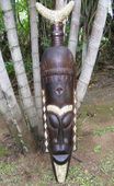 40" Large CHIEF Primitive Native Hawaiian Style Tiki Mask with Shell Inlay. 