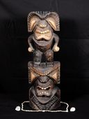 40" LARGE STACKED TIKI KU & KANE 39" - TIKI BAR DECOR - Hawaiian style Totem. Tropical Tiki Decoration