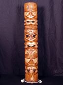 40" LARGE Triple Tiki Face Mask with Maori Tongue. Hawaiian Sculpture. Hand Carved and Painted Wood. Oceanic Art