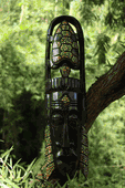 20" TURTLE HEADDRESS Tiki Mask with Shell Inlay.  Abstract Art