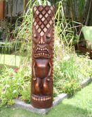 40" OCEAN GOD Tiki Statue, Hawaiian Tiki God AKUA KAI.   Polynesian Sculpture, Tropical Decor