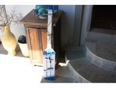 40" Painted Wood Slats Oar / Paddle with Starfish and Fish - Blue and White Coastal Colors - Nautical Decor