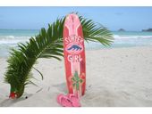 40" Pink SURFER GIRL Roxy Tiki Surfboard Sign. Island Style Beach Decor