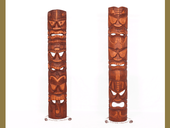 40 " Set of 2  Triple Headed Tiki Masks - Love, Health, Money