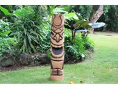 40" Smiley  Tiki Statue - Burnt Finish Technique - Outdoor Garden / Pool Decor