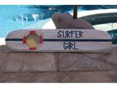 40" SURFER GIRL Roxy Tiki Surfboard Sign with Built-in Photo Frame. Island Style Beach Decor. Gifts with Aloha...