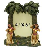 4x6 Hawaiian Palm Trees and Hula Girl Dancers Photo Frame. Tropical Island Inspired Frames. Gift with much ALOHA