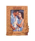 4x6 Hawaiian Photo Frame. Carved Wood Picture Frame with hula girl dancers.  Hawaiiana keepsake gift with much aloha!