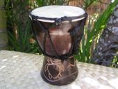 5" Musical Drum with Petroglyp Art Carving. Hawaiiana Instrument / Oceanic Art. Hawaiian Gifts with Aloha...