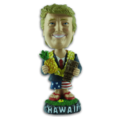  PRESIDENT TRUMP with Pineapple and Tiki Bobble Head. Hawaiian Dashboard Doll 